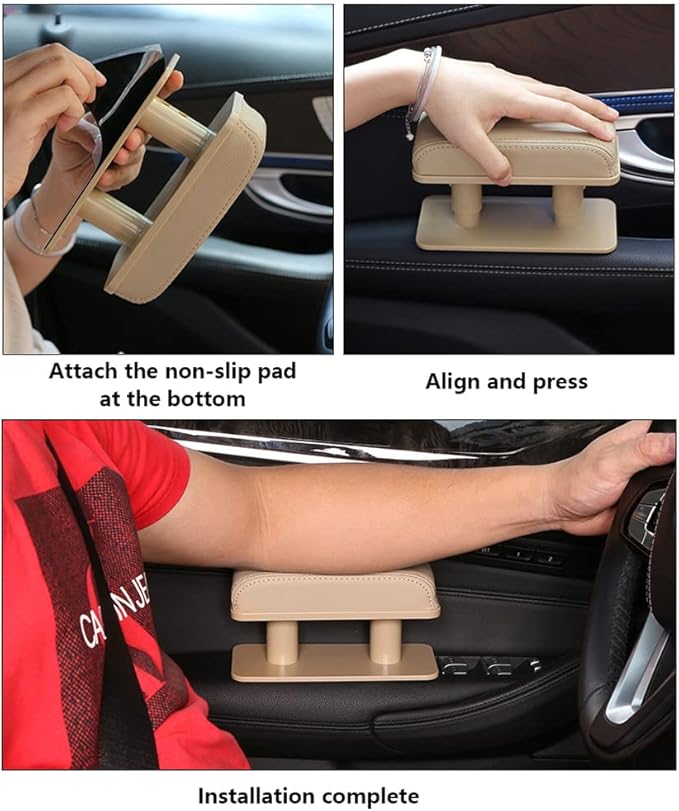 Car Driver Arm Pad Cushion, Car Center Console Elbow Cushion Pad Car Door Armrest Rest Pad Adjustable Height Comfort Universal Fit for Most Car, Solid Black