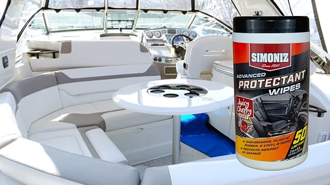 Simoniz Juicy Cherry Advanced UV Protectant Wipes Wipes – Interior Protectant or Most Surfaces - Plastic, Rubber, Vinyl Dashboards, Seats, Doors & Tires -Great for Cars, Trucks, SUVs, Boats 50 Count