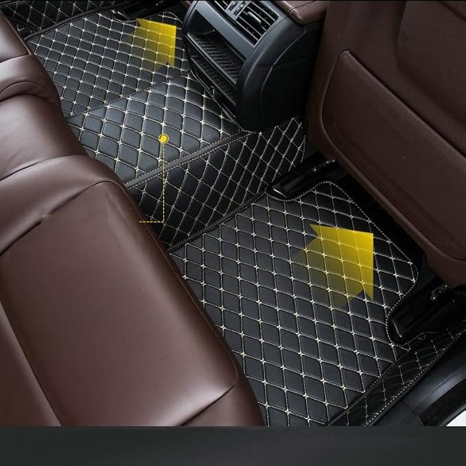 Custom Car Floor Mats Fit for 99% Sedan SUV Sports Car Full Coverage Pads Leather Floor Liners Mat Women Men (Light Brown)