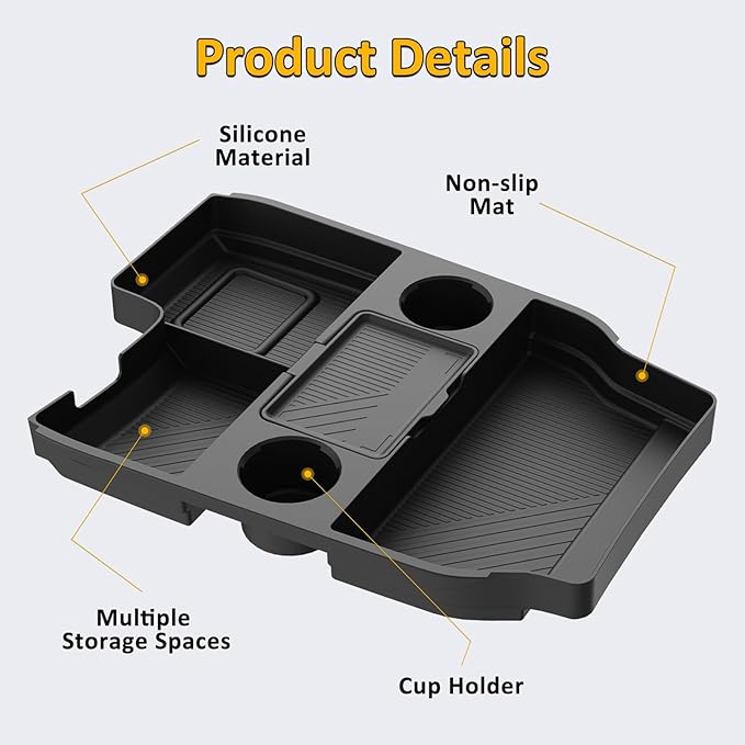 Falafa Center Console Organizer Compatible with 2025 2026 Toyota Sienna with Cup Holder, Soft Silicone Lower Center Console Tray Storage Box for 2021-2026 Toyota Sienna