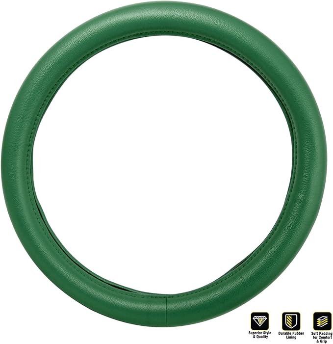 GG Grand General 54076 18 inches Deluxe Steering Wheel Cover Full Green with Green Stitching