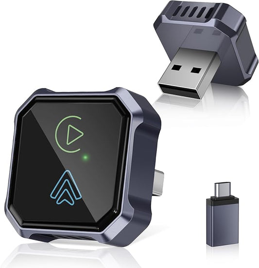 2-in-1 Wireless CarPlay Adapter for iPhone & Android Auto – Convert Wired CarPlay to Wireless, Plug & Play, Stable Connection for Daily Driving, USB & USB-C Support (Check Compatibility)
