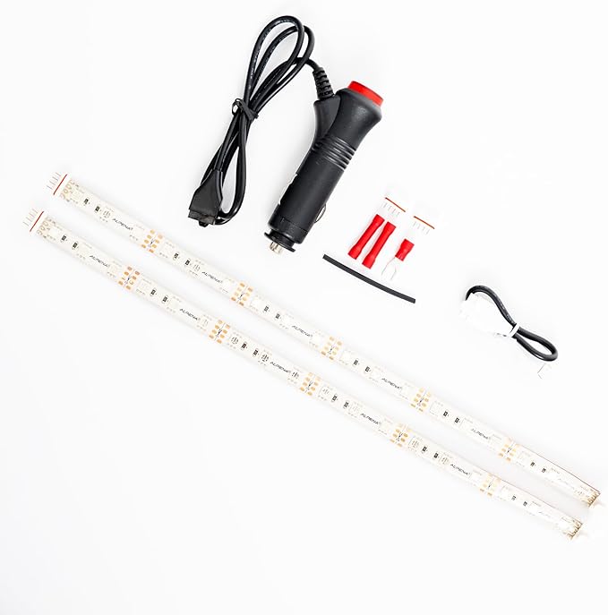 Alpena MAX LED Light Strip Starter Kit – EZ-Link Modular 12V Plug-and-Play Lighting for Cars & Trucks, Interior/Exterior Stick-On Light Bars, 2×12” Weatherproof Strips, Blue