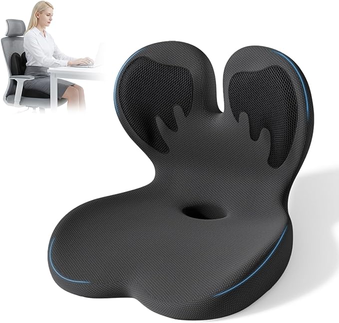 Ergonomic Seat Cushion,Office Chair Cushion with Lumbar Support Pillow,Memory Foam Car Seat Cushions,Designed for Sciatica, Tailbone,Back Pain,Back Cushion for Office,Car,Home Desk Chair