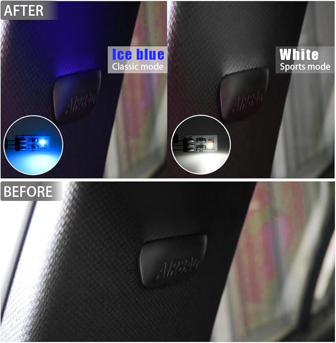 NJSBYL 2PCS LED Rear B-Pillar Ambient Lighting Circuit Board for B-MW 2 3 4 5 7 Series M2 M3 M4 X5 X6 X7 Pre-LCI LCI Interior Front Seat-back Trim Surround Blue-White Courtesy Light Kit