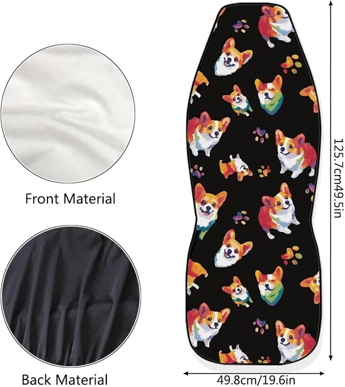 Cute Corgi Dog Paw Print Universal Car Seat Covers for Women Auto Interior Seats Cushion Protector Accessories Decoration