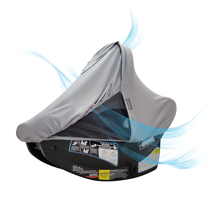 liuliuby Summer Baby Car Seat Cover | 2-in-1 Breathable Carseat Sun Shade & Mosquito Net | UV Protection Lightweight Canopy Covers for Infant Boys | Bug Net Mesh for Warm Weather (Blue)