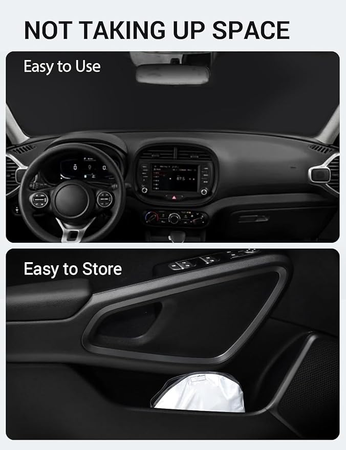 Proadsy 2026 Upgrade Windshield Sun Shade Custom Fit Kia Soul 2020-2025 2026 4-Layer Foldable Front Sunshade Protector Sun Visor Blocks UV Rays Keep Car Cooler