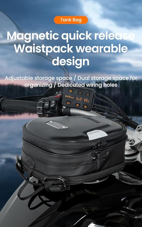 Loboo Motorcycle Tank Bag Expandable Motorcycle Bag, Magnetic Suction Quick Release ，Compatible With CFMOTO 400GT 450SR 450NK 650 GT 700CL-X 800MT 800NK