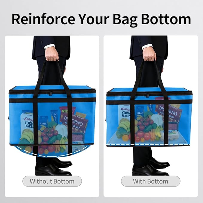 Bodaon Large 2-Pack Insulated Food Delivery Bag With Hard Bottom, XXXL Grocery Shopping/Catering bag, Bags, Rideshare Delivery Bag, Cold/Hot Styrofoam Carrier for Travel/Car