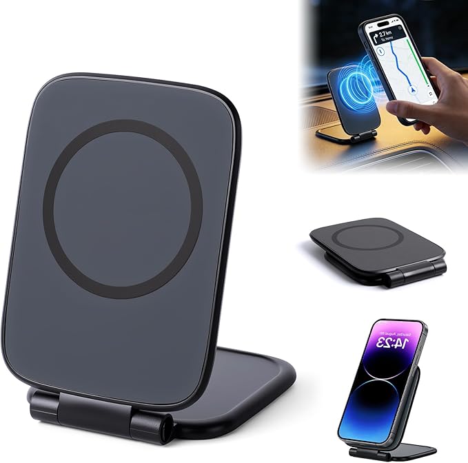 Ultra-Thin Foldable Magnetic Car Phone Mount,Ultrathin Adjustable Magnetic Phone Holde,New Portable Foldable Magnetic Phone Mount, 270°Adjusta ble Cell Phone Holder for Your Car/Gym/Mirror Compatible