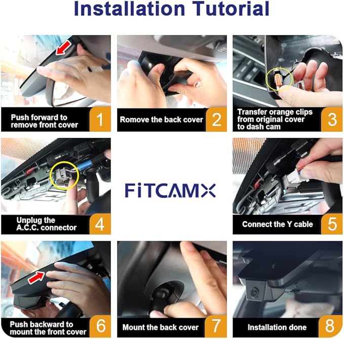 Fitcamx 4K Dash Cam Suitable for Toyota RAV4 2017 2018 (Part No Ends with #42080 or 42090), OEM Factory Look, UHD 2160P Video, Built-in WiFi & APP, Loop Recording, G-Sensor, Plug & Play, 64GB Card