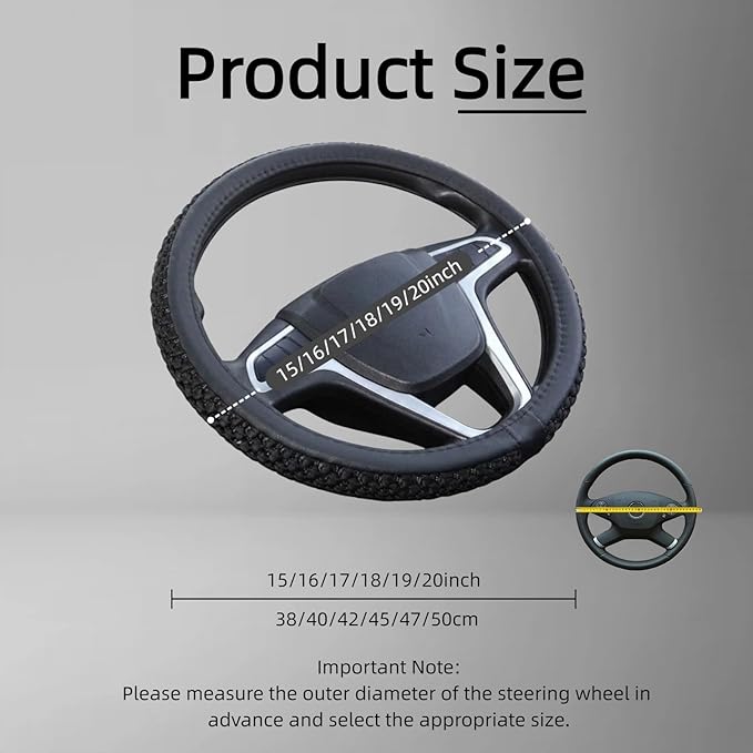15”16”17“18“19”20 Inch Ice Silk Ventilation Multi-Style Comfy Grip Steering Wheel Cover for Truck, Bus, Big Rig Trucker,SUV， Anti-Slip Design 15-20 Inch (Gray, 18 inch)
