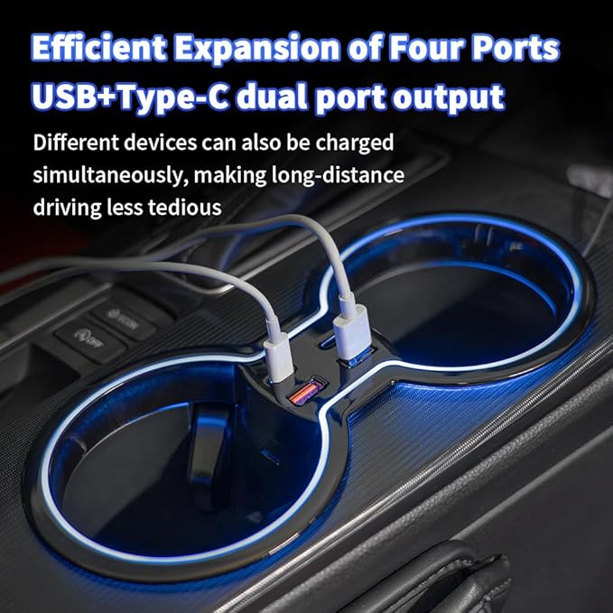 Car Hub Docking Station for Honda Civic 2022 2023 2024 2025 2026 11th gen USB Type-C Fast Charger Hub (4-in-1) Auto Interior Centre Console LED Ambient Light Accessories Decoration Phone Adapter