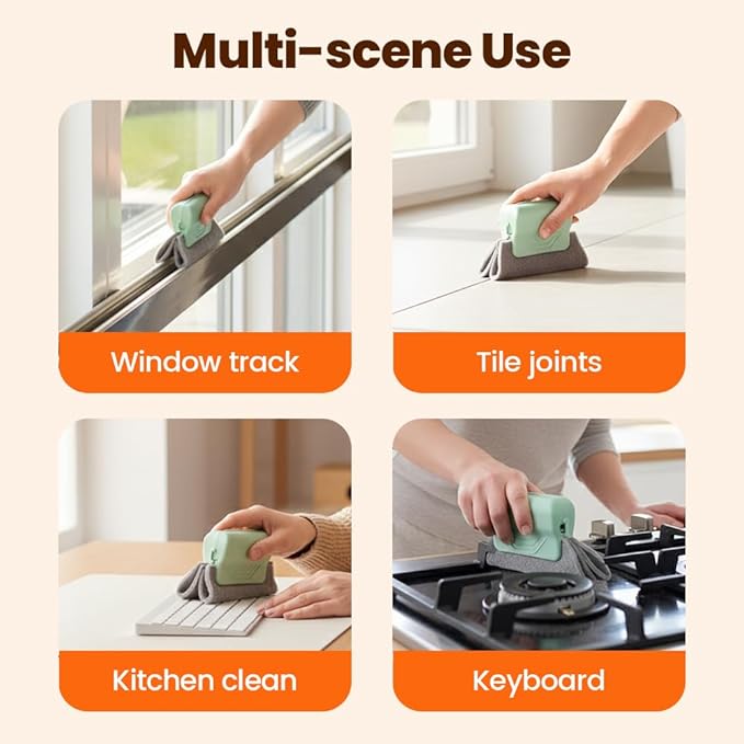 Magic Window Track Cleaner, Window Groove Cleaning Brush Tools Set, Cleaner Brushes for Window lides Gaps Tile Lines Shutter Slats Car Vents & Narrow Gaps (6PC)