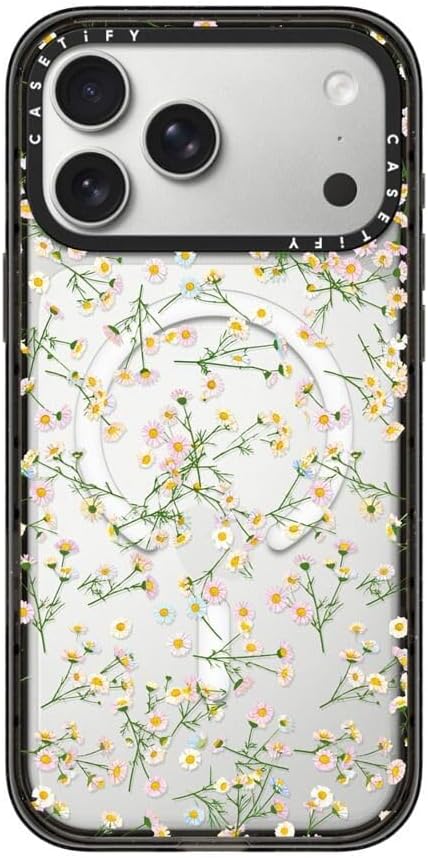 CASETiFY Impact iPhone 17 Pro Max Case [Slim/Compatible with Magsafe / 8.2 ft. 4X Military Grade Drop Protection] - Pressed Flowers Dainty - Clear Black