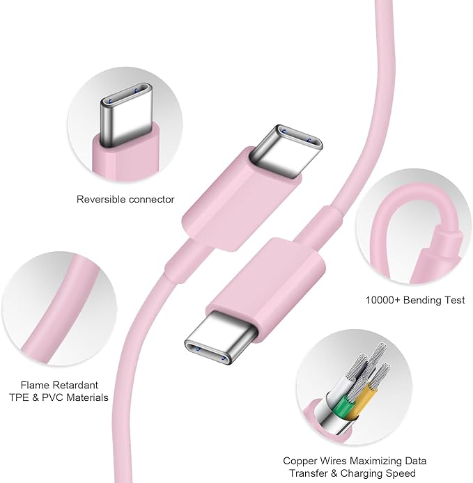 iPhone 17 16 15 Charger Fast Charging 2+2Pack 20W USB C Wall Charger with 6FT Fast Charging Cable Compatible with iPhone 17/17 Air/17 Pro/17 Pro Max/iPhone 16/15 Series, iPad Pro/AirPods - Pink