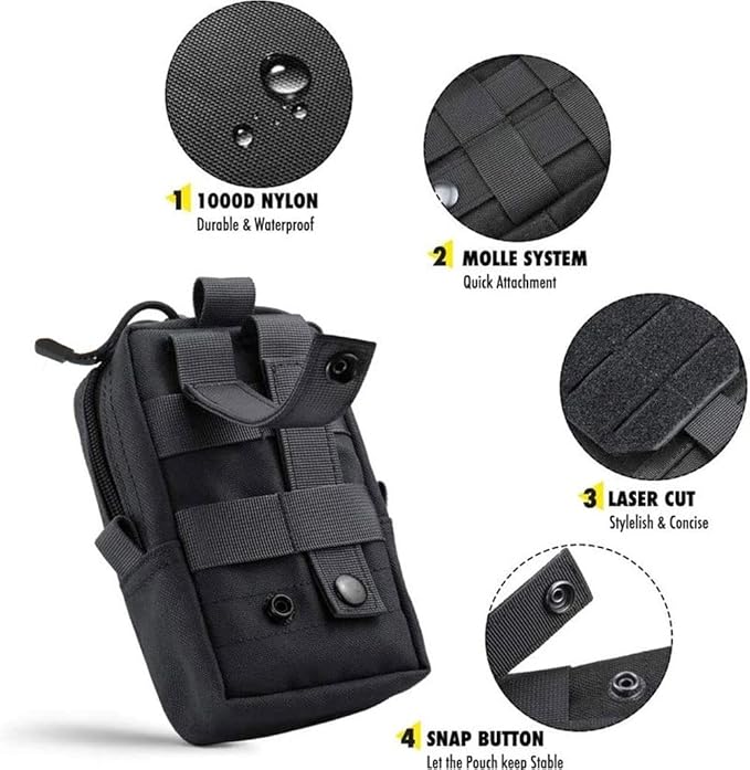 Tactical Car Seat Back Organizer Molle Backseat,Universal Molle Vehicle Organizers Panel Protector with 5 Detachable Pouches for Car Truck Jeep Vehicle (Khaki)