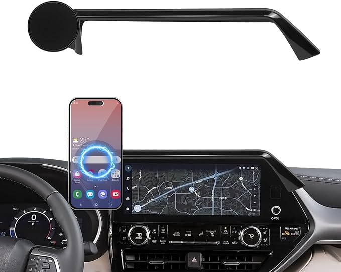 Car Phone Holder for 2020-2022 Toyota Highlander Accessories 12.3-inch Screen Fixed Clip, Magnet Cell Phone Mount Compatible with MagSafe, Hands-Free 360° Rotation Automobile Cradles Not Affect Vent