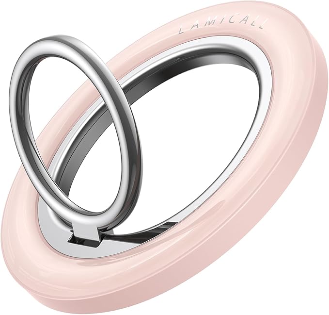 Lamicall for MagSafe Magnetic Phone Ring, 360° Rotating Ring with [Smooth Damping], Crystal Pink Finger Grip Christmas for Girls, Women, Strong Mag Safe Accessories for iPhone 17 Pro Max, All Phones