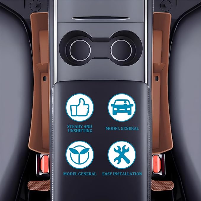 Car Seat Gap Filler, 2PCS Anti-Drop Multifunctional Vehicle Seat Side Space Organizer with 2 Storage Areas, Automotive Interior Chair Side Plug Strip, Universal for SUV Sedan Truck (Dark Brown)