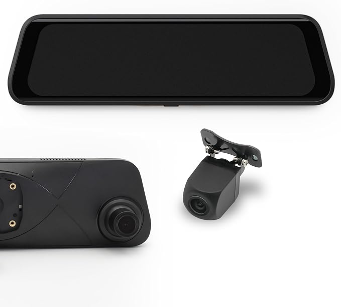 Stinger Universal 9.66” 4K UHD Touchscreen Digital Rear View Mirror Monitor & 4K Front Dashcam, 2K Back Up Camera, Anti-Glare Night Vision, Built-in DVR w/ 64GB SD Card, Impact Detection