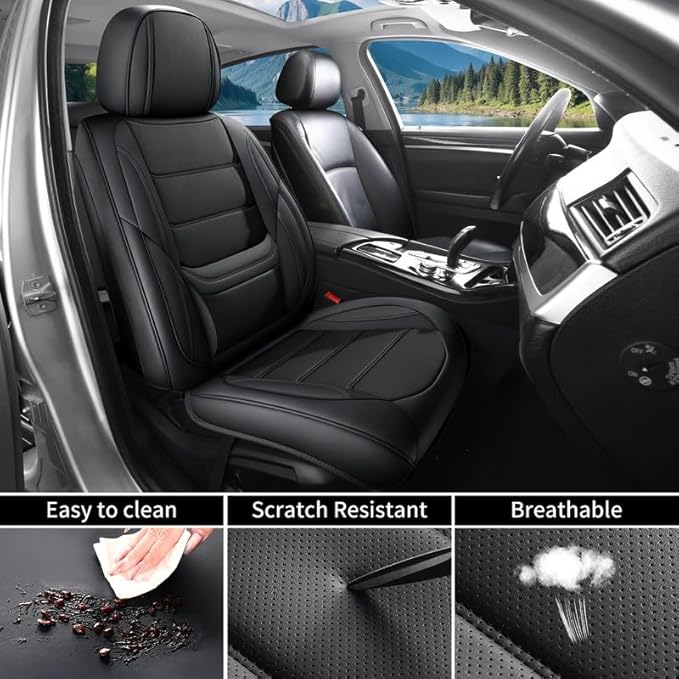 Car Seat Covers Custom Fit for Chevrolet/Chevy Sonic 2011-2020, Premium Faux Leather Waterproof Car Seat Protectors with Lumbar Support, Breathable Anti-Slip Easy to Install(Black,Full Set)