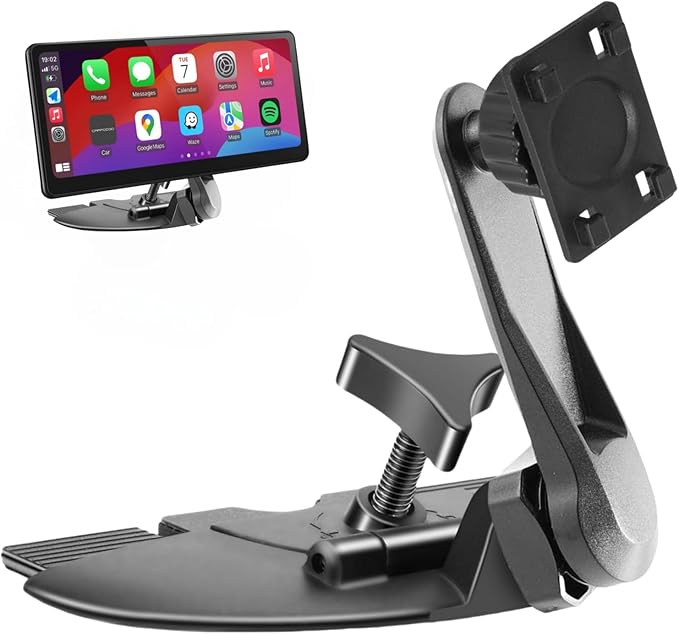 Extended Arm CD Slot Mount for CarPlay Screen Adjustable 360° Rotating Universal Head Compatible with in-Car Monitors CD Slot CarPlay Mount for 7" 9" 10.26" Portable Car Stereo Cd Bracket