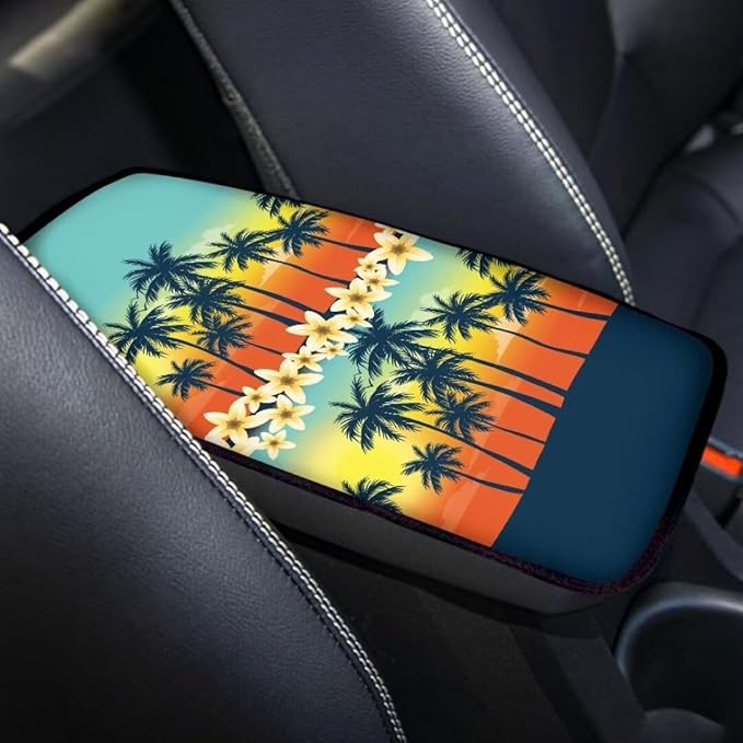 Coldinair Palm Tree Car Center Console Pad,Auto Interior Accessories Decoration,Auto Armrest Cover Protector for Most Vehicle, SUV, Truck, Car