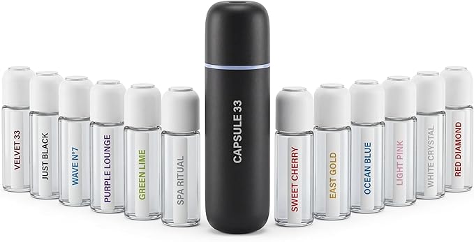 Car Perfume Diffuser, (UPGADED) Air freshener, Waterless Diffuser, Smart Ultrasonic Air Freshener with 6 Premium Fragrances, Automatic (On/Off), Car Gift for Men and Women (Black)