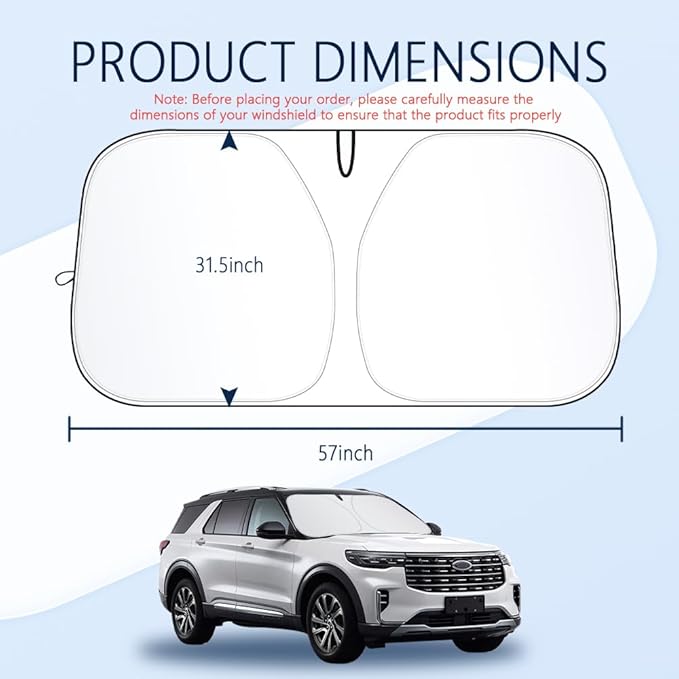 300T Thickened Automotive Glass Sunshade and Comes with Storage Bag,Keep Car Interior Cool,Universal Windshield Sun Shade Fit for Cars,Trucks,SUVs (L: 57.08 * 31.5 inch)