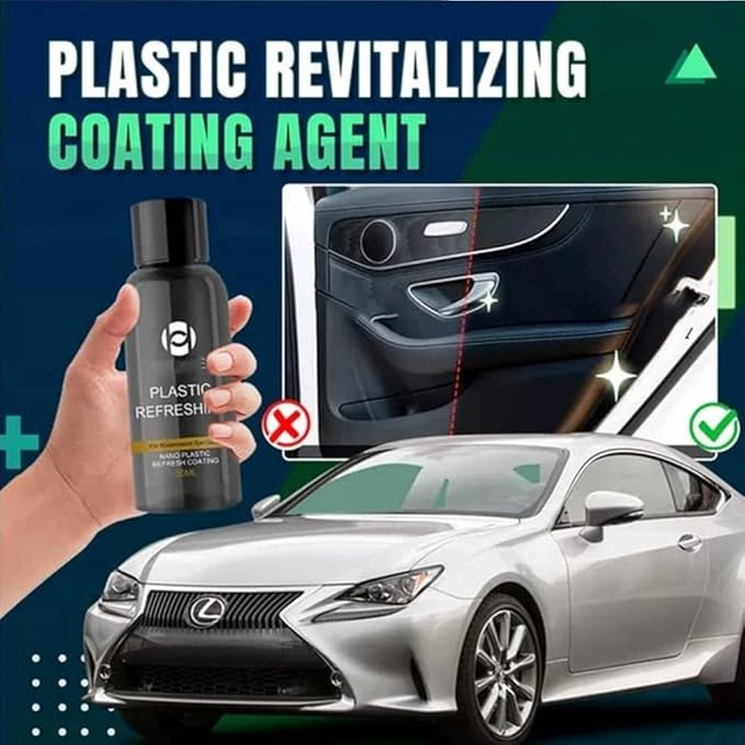 RJDJ Plastic Restorer for Cars, Trim & Exterior – Plastic Revitalizing Coating Agent, Restores Faded Plastic, UV Protection, Car Shine Refurbishing Solution (30ml-2pcs)