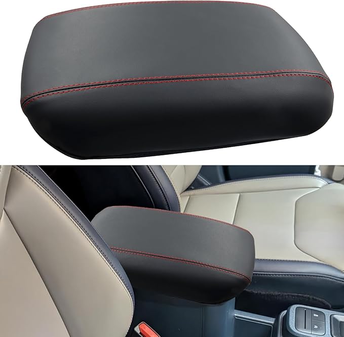 Center Console Armrest Cover Fit for Ford Maverick Accessories 2022-2025 2026 Armrest Case Arm Rest Storage Box Pad Console lid Protector Leather Seat Box Cushion (Red Stitches)