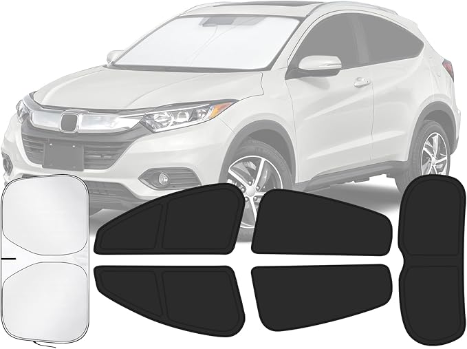 Car Window Shades for Honda HR-V 2016-2022 Accessories - Full Set 6PCS Side Window Sunshades with Memory Frame & Blackout Fabric, Privacy UV Shield for Camping/Travel
