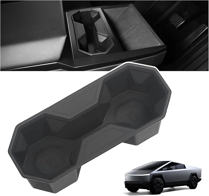 Tesla Cybertruck Cup Holder - Dual Compartment Silicone Insert for 2024-2025 Cybertruck, Anti-Slip & Spill-Proof, Custom Fit for Secure Drink Placement, Durable & Easy to Clean Interior Organizer