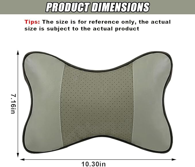 2PCS Car Neck Pillow, PU Leather Headrest Cushion with Adjustable Strap, Ergonomic Soft Headrest Pillow, Universal Multi-Function Auto Lumbar Support Accessories for Pressure Relief (Grey)