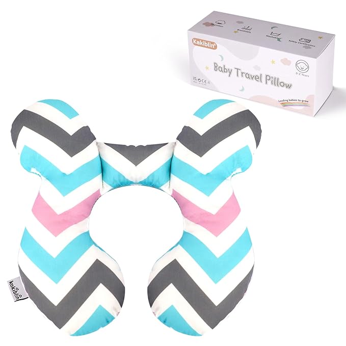 KAKIBLIN Baby Head Pillow,Support Pillow, Baby Travel Pillow for Head and Neck, Babies Neck Pillows for Car Seat, Stroller, Pushchair,Travel(Wave)