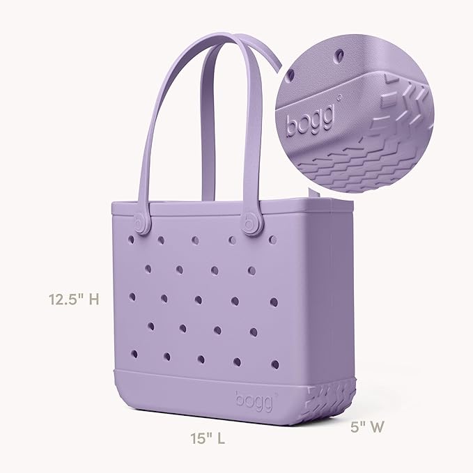 BOGG BAG Medium Tote – 15” x 12.5” x 5” – Durable, Washable, Tip-proof – Beach, Pool, Boat, Work, Sports (I Lilac You a Lot)