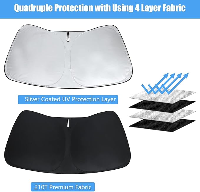 Windshield Sun Shade Cutom Fit Nissan Leaf 2018-2025, Front Window Sunshade Sun Protector & Heat Blocker for Nissan Car Accessories Foldable Sun Visor Keep Your Car Cool