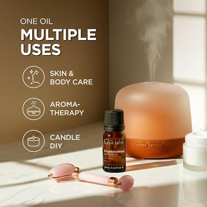 100% Pure Frankincense Essential Oil - 0.34 Fl Oz - Frankincense Oil for Hair, Skin, Diffuser, Aromatherapy & DIY Candle Making Scent