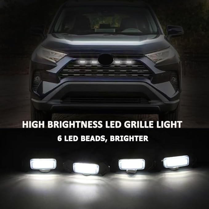 LED Grille Lights Compatible with Toyota RAV4 2019 2020 2021 2022 2023 2024 Front Grille Lights for Rav4 Accessories Hybird LE XLE SE XSE Limited (White)