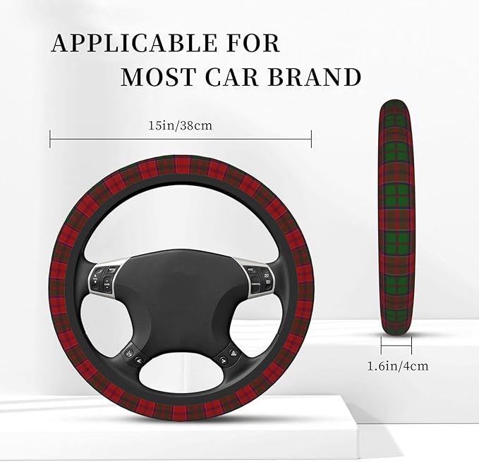 Thickened Elastic Steering Wheel Cover, Grant Clan Tartan Plaid Pattern Ultra, Soft, Breathable, Fit for Cars, SUVs, Trucks, Stylish Comfortable Grip