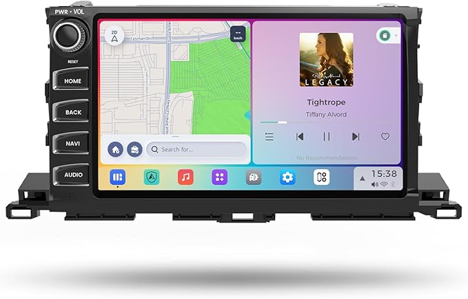 10.2 QLED Car Radio for Toyota Highlander 2015-2019, Android 13 Head Unit, 8+256GB with Carplay & Android Auto, GPS Navigation, DTS, 4GLTE/5G WiFi, Vivid 13