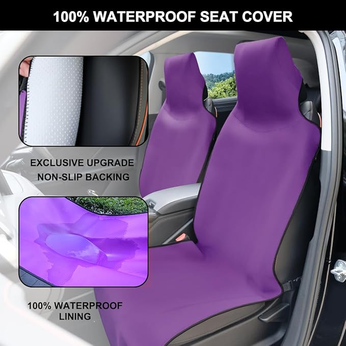 INFANZIA Premium Waterproof Seat Cover Towel Protector Neoprene Universal Fit, Upgraded 100% Washable & Removable Non-Slip Sweat Carseat Towel Covers, Perfect for Gym/Yoga/Workout（Purple,1PCS