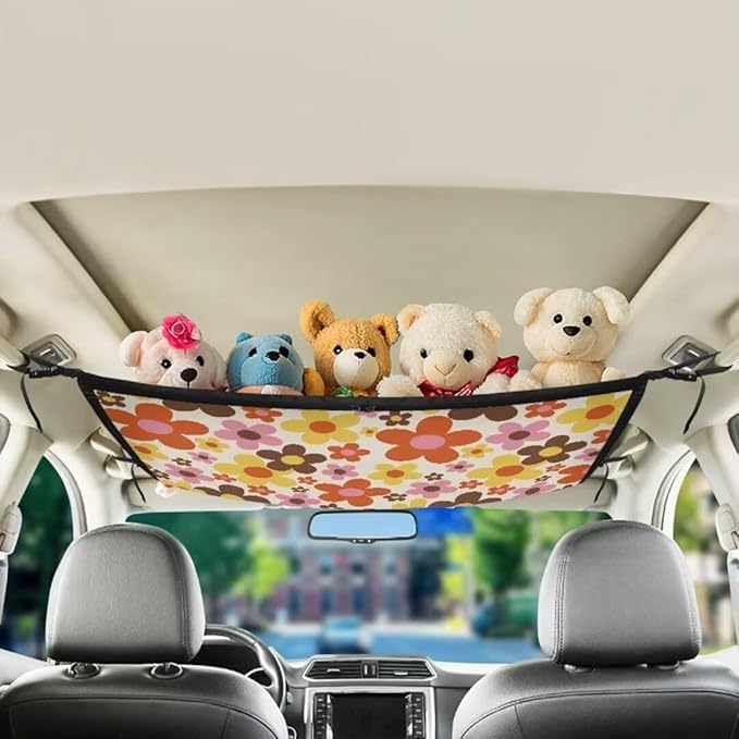 Car Roof Storage Bag Flower Series Car Organizer for Car Seat Multi-Purpose Car Bag Storage Box Organizer Pouch Pocket Can Hold Mobile Phone, Wallet, Glasses