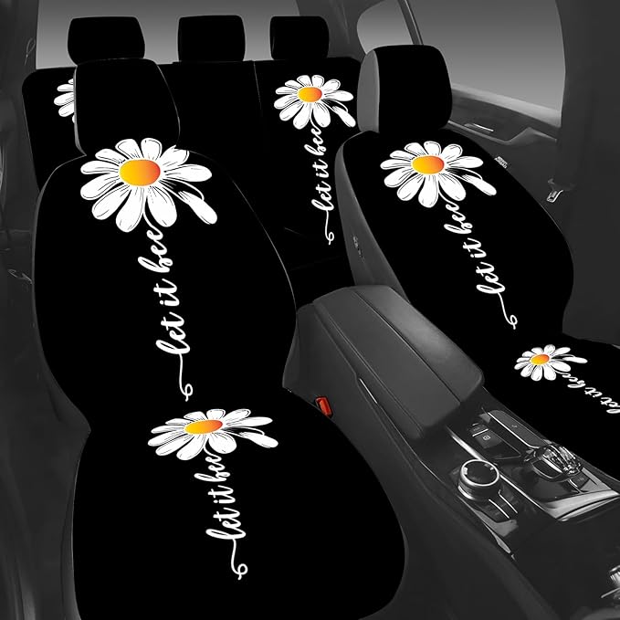 5 Pcs Premium Flower Car Seat Cover, Breathable & Washable Car Seat Covers Full Sets, Fashionable Printed Seat Covers for Cars Interior, Universal Fit for Most Cars, Sedan, Truck, SUV