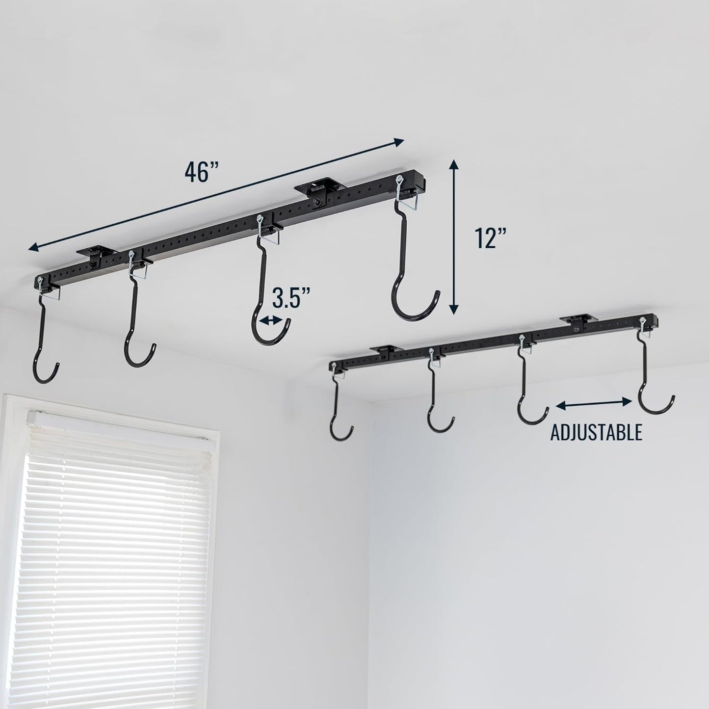 Teal Triangle Ceiling Mounted Bike Rack for Garage - Premium Bicycle Stand & Hanger for Space-Saving Storage | Adjustable Ceiling Hooks Hold 4-8 Bikes - Indoor Bicycle Rack System for basement