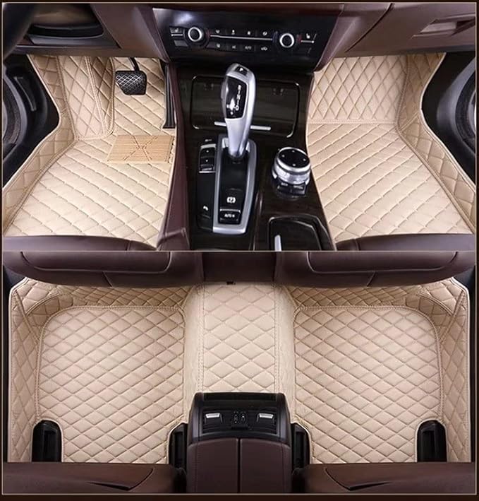 MELKEN Custom Fit Leather Car Floor Mats for 95% of Cars Full Coverage Floor Liners Car Mats (Beige)