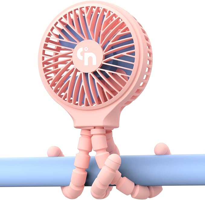 WiHoo Portable Stroller Fan, 11H Ultra-long Battery Life 3 Speed 360°Rotate, USB Rechargeable or Battery Operated Cooling Clip On Personal Fan for Baby Crib Travel Car Seat Pink
