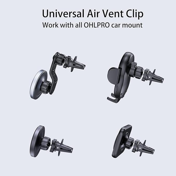 OHLPRO 2Pack Car Air Vent Clip Replacement, [Stable & Anti-Shake] Phone Mount Base with 16mm Ball Head, Heavy Duty Air Vent Holder Compatible with iPhone, Samsung & Most Car Phone Cradles